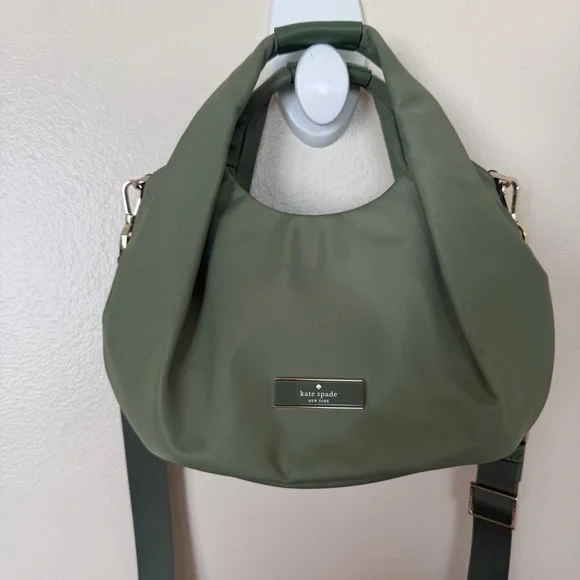 KATE SPADE Carter Nylon Small Pleated Crossbody in Cedar Stand - Picture 1 of 10